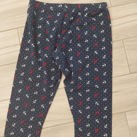 No Boundaries Junior Navy Blue Anchor Print Knit Capri    Size 11-13 Large - Picture 3 of 3
